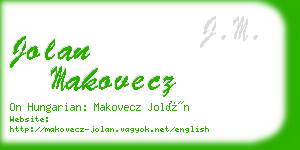 jolan makovecz business card